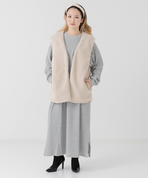 JAM & LINK ベスト ジレ リバーシブルボアベスト レディース