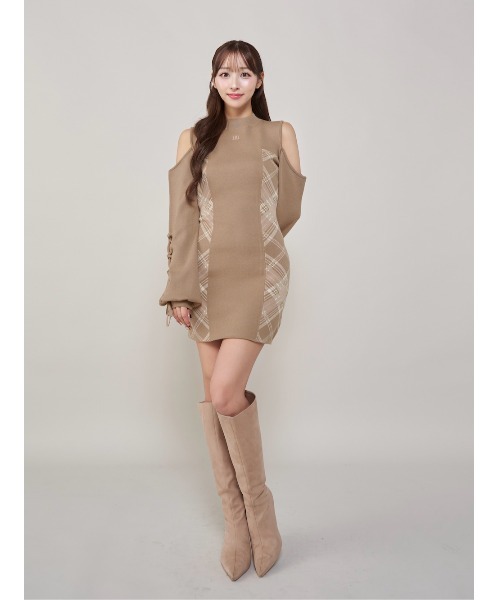 Darich（ダーリッチ） ワンピース サイドチェックニットミニワンピース
