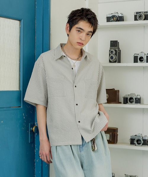 Bleme シャツ コンパクト 短丈 シアサッカーシャツ / チェックシャツ