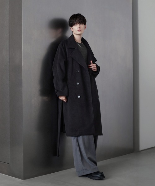 チェスターコート コート ウール混メルトンダブルチェスターコート