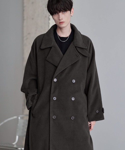 チェスターコート コート ウール混メルトンダブルチェスターコート