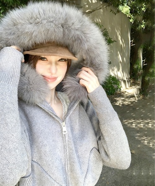 gossip!ロサンゼルス パーカー Y2K エコファー フード ジップアップ