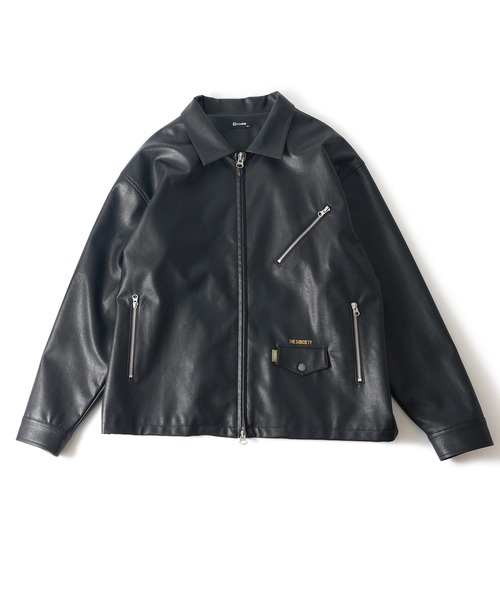 Subciety（サブサエティ） 革ジャン ライダース Fake leather zip jkt