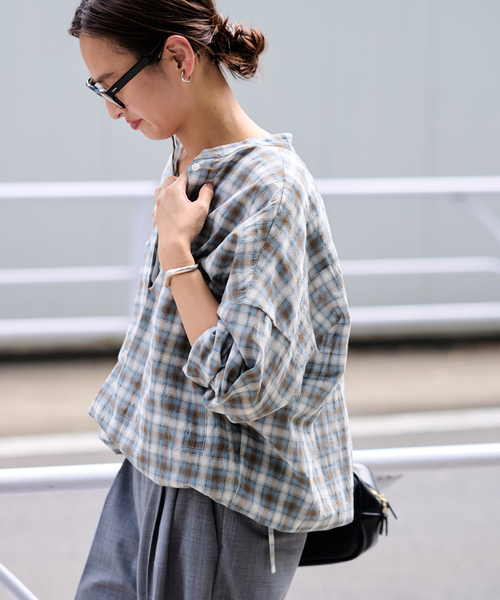 FRAMeWORK（フレームワーク） ブラウス シャツ シアーチェックドロスト