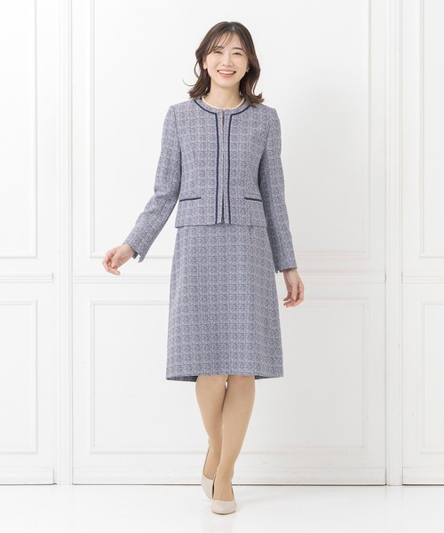 CARETTE（カレット） スーツ ミックスツイードのノーカラージャケット