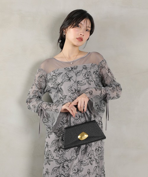 Kana ドレス フラワー刺繍 袖リボン ドレス ワンピース パーティー