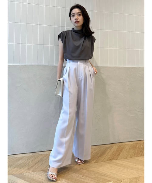 anuans（アニュアンス） スラックス パンツ ツータックワイドパンツ