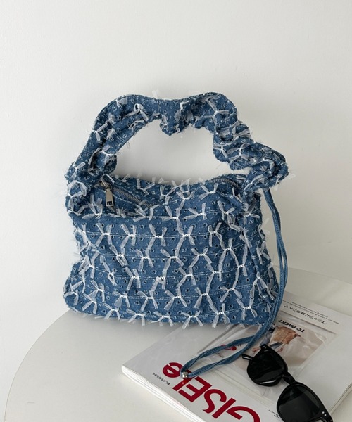 CLEA ショルダーバッグ バッグ リボンフリンジデニムバッグ レディース