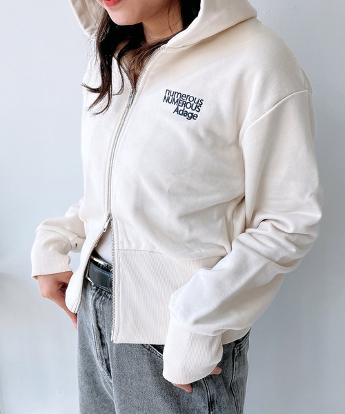 AS KNOW AS（アズノゥアズ） パーカー ワンポイントロゴ刺繍 ダブル