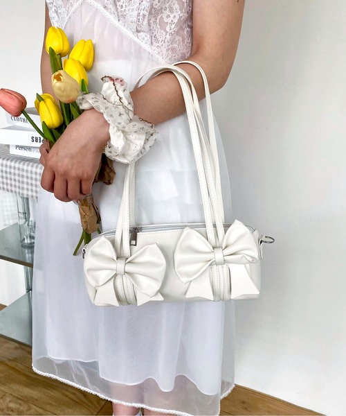 Mejoul ボストンバッグ ダブルリボンミニ ショルダー ボストンバッグ