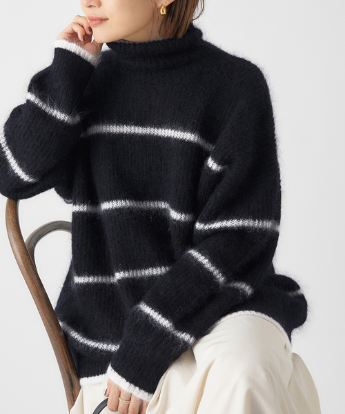 IENA（イエナ） ニット セーター モヘヤミックスボーダーハイネック