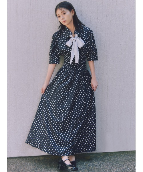 SNIDEL（スナイデル） ワンピース ドットボウタイシャツワンピース