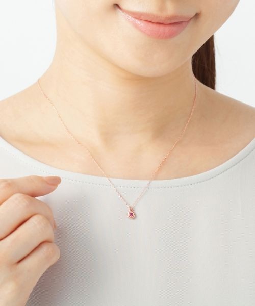 4℃（ヨンドシー） ネックレス 「1月誕生石」K10ピンクゴールド しずく