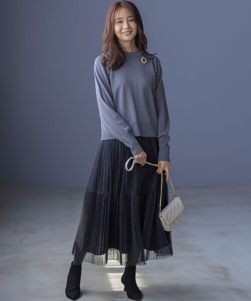 組曲（KUMIKYOKU） スカート ラメチュールプリーツ スカート