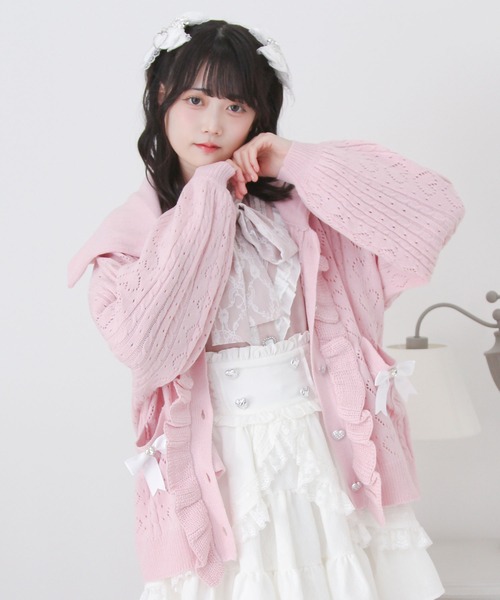 DearMyLove カーディガン セーラ襟フリルカーディガン レディース
