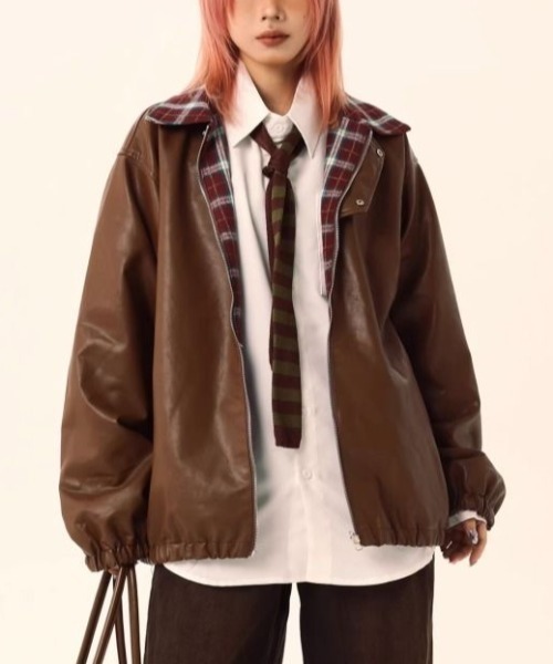 FreeZone ブルゾン アウター 「2WAY」リバーシブルチェックカラー