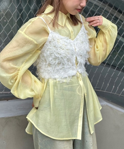 CIAOPANIC（チャオパニック） キャミソール チュールフリンジビスチェ