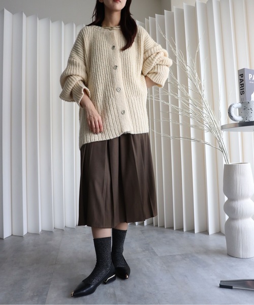 YENNA カーディガン 「モヘア風ニットオーバーカーディガン」前後2WAY