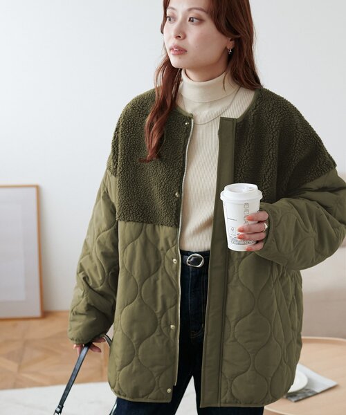 Discoat（ディスコート） コート アウター ボア切替キルティングコート