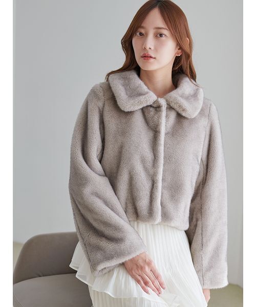 SNIDEL｜ファーショートコート 未使用に近い SNIDEL ショートエコ