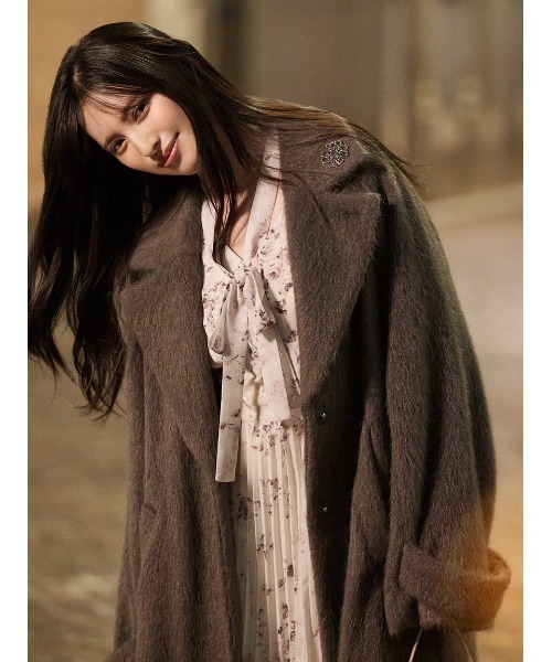 SNIDEL（スナイデル） コート チェスターコート ブローチ付きシャギー