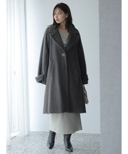 SNIDEL（スナイデル） コート チェスターコート ブローチ付きシャギー