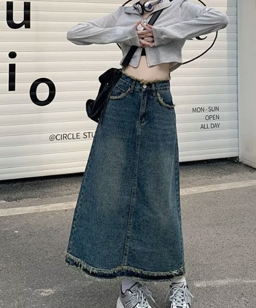 デニムスカート 裾フリンジ : ZOZOTOWN Yahoo!店 - 通販 - Yahoo