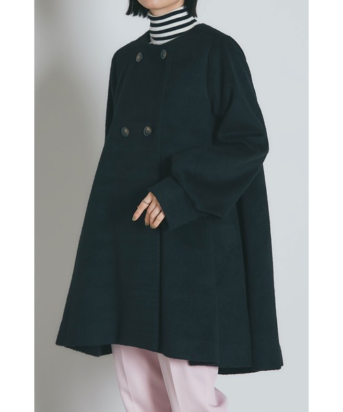 &. NOSTALGIA（ノスタルジア） ノーカラーコート コート ウール混