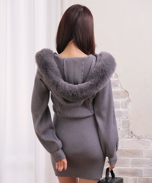 LIP SERVICE（リップサービス） ワンピース ファーフードニット