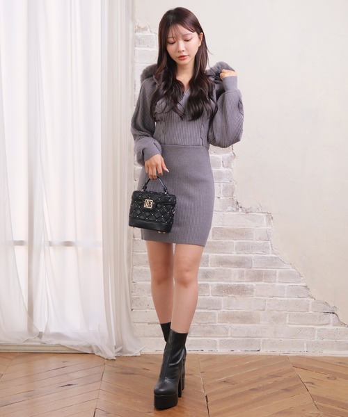 LIP SERVICE（リップサービス） ワンピース ファーフードニット