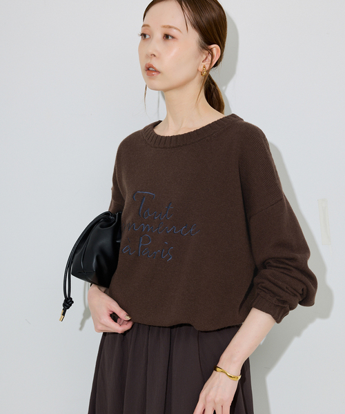 SLOBE IENA（スローブイエナ） ニット セーター 刺しゅうロゴニット