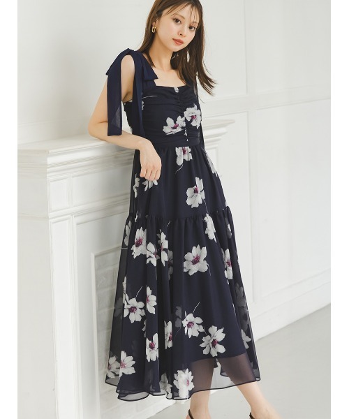 SNIDEL（スナイデル） ワンピース フラワープリントショルダーリボン