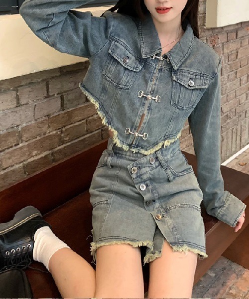 Ritomo De Ricco セットアップ クロップドデニムジャケット+デニムミニ