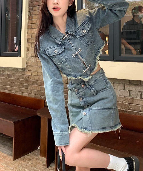 Ritomo De Ricco セットアップ クロップドデニムジャケット+デニムミニ