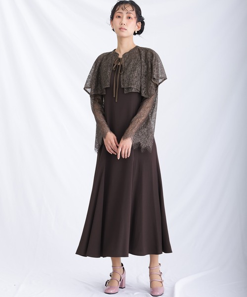 atlo（アトロ） ドレス 結婚式 パーティードレス ミモレ丈と袖あり