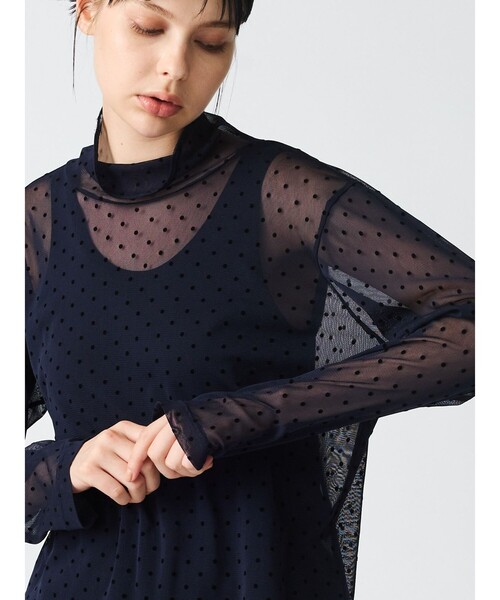 mizuiroind（ミズイロインド） tシャツ メッシュドットハイネックプル