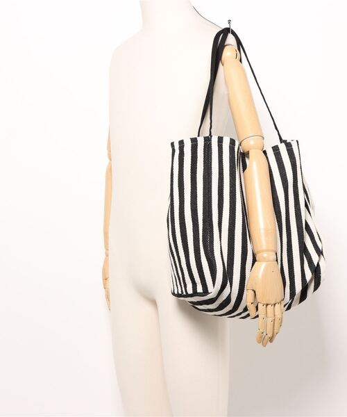 Mignonjour トートバッグ FReePLACe/大容量ストライプトートバッグ