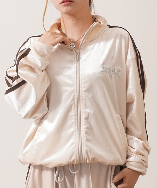 ジャージ 「セットアップ 対応」サイドライン ベロア トラック