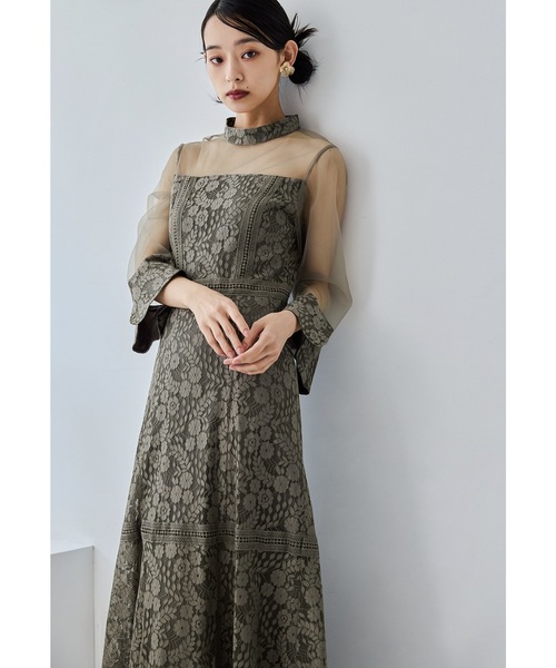 niana（ニアナ） ドレス フラワーレースチュール切替フレアドレス