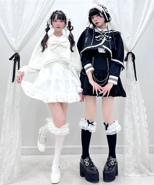 DearMyLove コート アウター 十字架バラレースフリルパールケープ