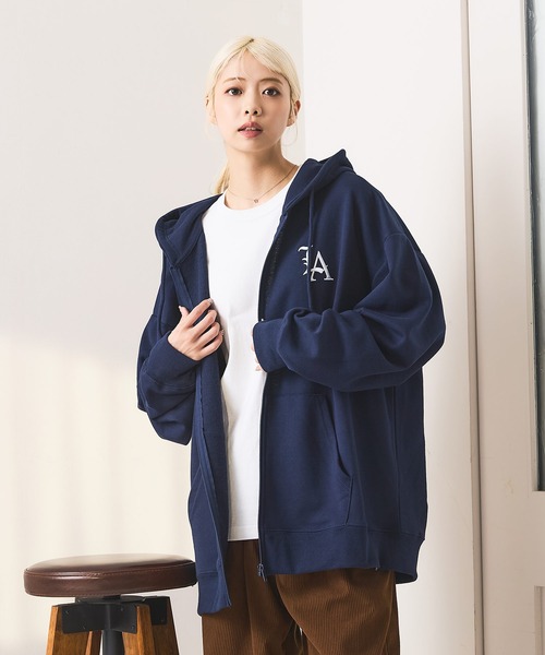 savier パーカー 「SAVIER：サビアー」LA ロゴ刺繍 ショート丈