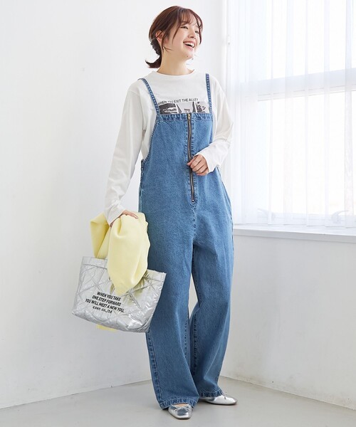 coen（コーエン） サロペット オーバーオール フロントジップデザイン