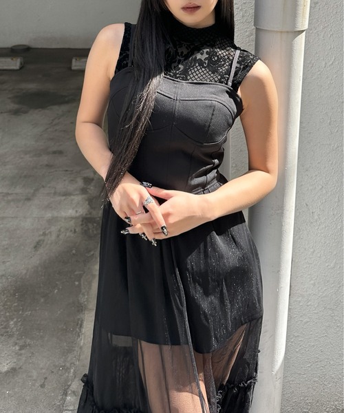 LVEU.（ラブユ） tシャツ 「LVEU.」レースデザインノースリーブボディ