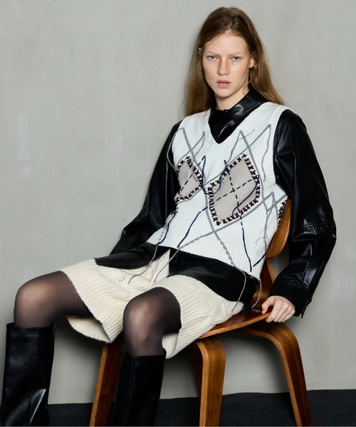 MAISON SPECIAL（メゾンスペシャル） ベスト ジレ Stitch Argyle Knit