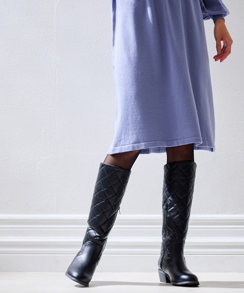 RANAN（ラナン） ブーツ キルティングデザインロングブーツ レディース