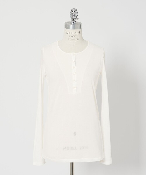 conte tシャツ 「conte」コットン シアー ヘンリーネック カットソー