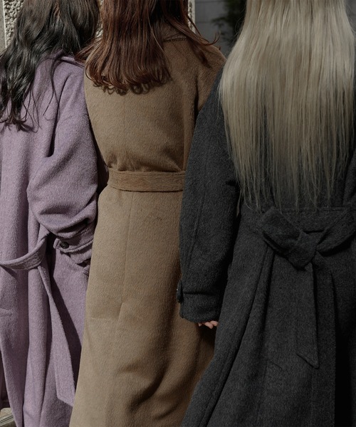 Ezick アウター Multi-useシャギーミックスロングコート レディース