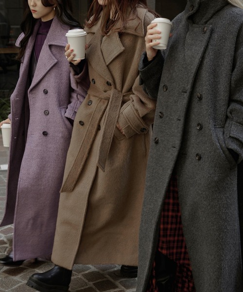 Ezick アウター Multi-useシャギーミックスロングコート レディース