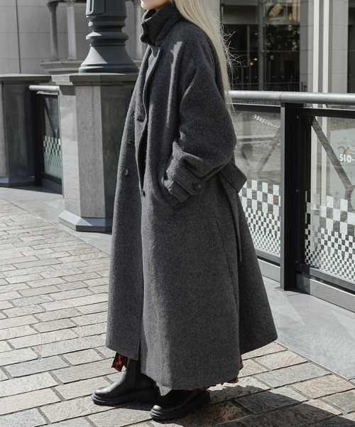 Ezick アウター Multi-useシャギーミックスロングコート レディース