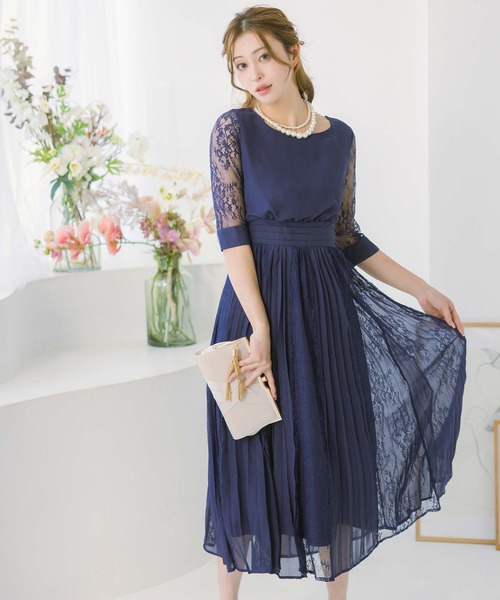 Retica（レティカ） ドレス パーティー ドレス 二次会 七分袖 レース